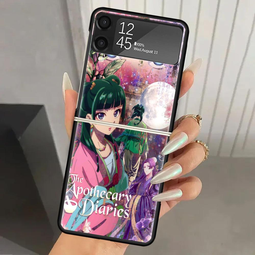 A-Apothecary D-Diaries Anime Hard PC Phone Case For Samsung Galaxy Z Flip 7 6 5 4 3 Black ZFlip7 ZFlip6 Flip5 Flip4 Flip3 5G Pri