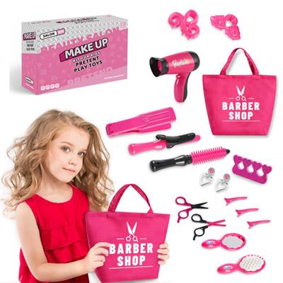 Girls Beauty Salon Set Pretend Play Stylist Hair Cutting Kit Hairdresser Toys With Hair Dryer