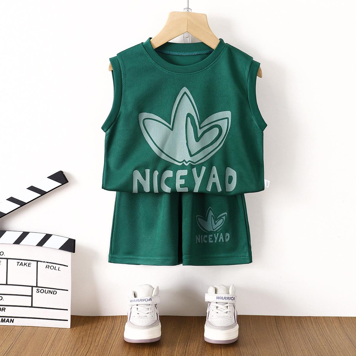 

Children s Quick-drying Vest Sports Outfit - Summer Boys Casual Ballwear 2-piece Set 90cm