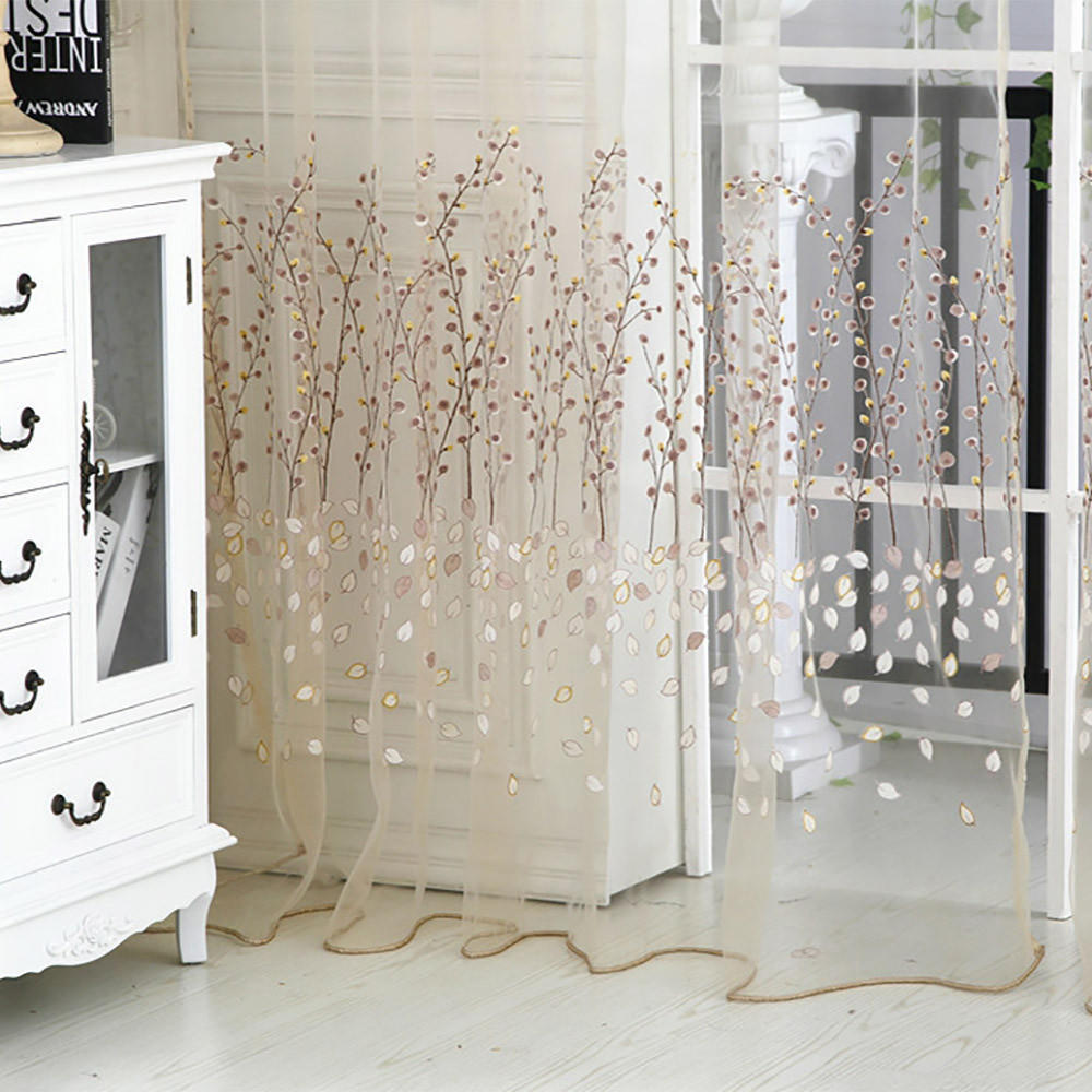 Wintersweet Curtain Tulle Window  Voile Drape Valance 1Panel Fabric