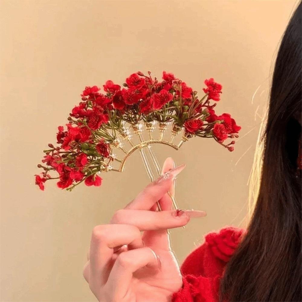 U-shaped Starry Sky Flower Hiar Stick Bohemian Bride Side Clip Headdress Thai Hairpin  Girls