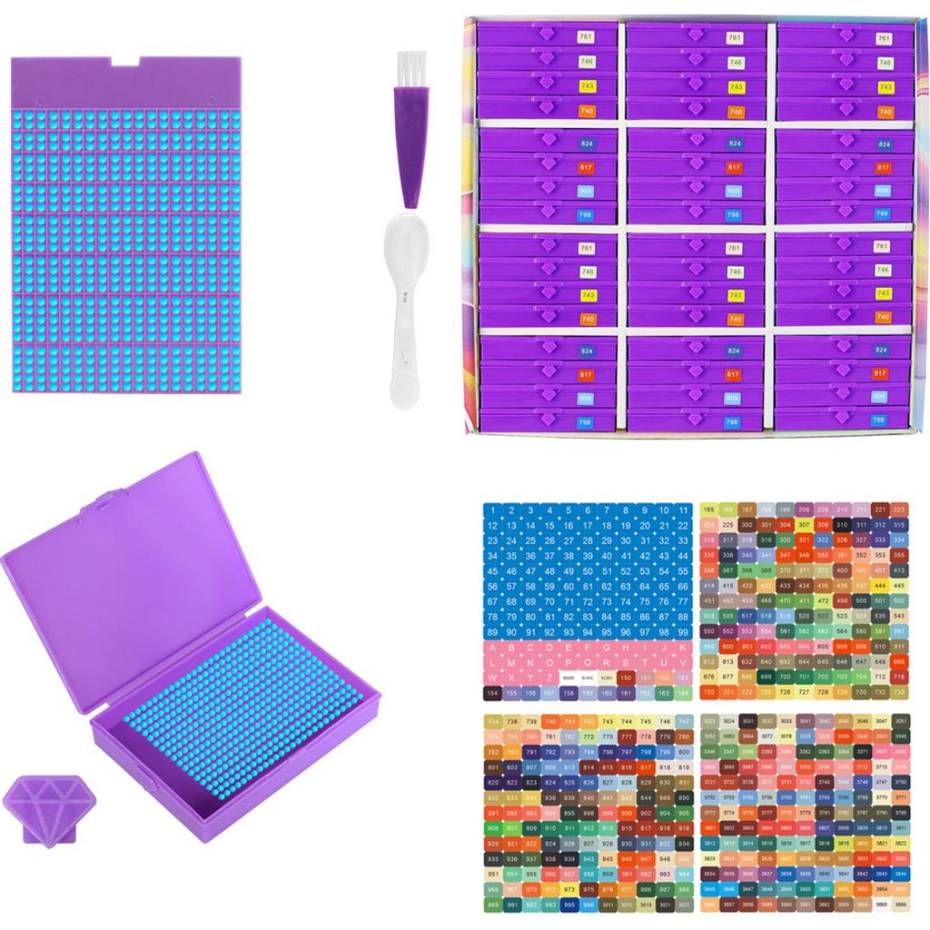 Diamond Art Trays Kits with Spoon & Brush 5D Diamond Painting Art Drawer Box Tray Kit Diamond Painting Storage Containers Trays