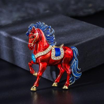 Yousheng Brooch Pin Sparkling Rhinestones Inlaid Horse Design Pin Sweaters Hats Bags Collar Brooch Outfit Accessory