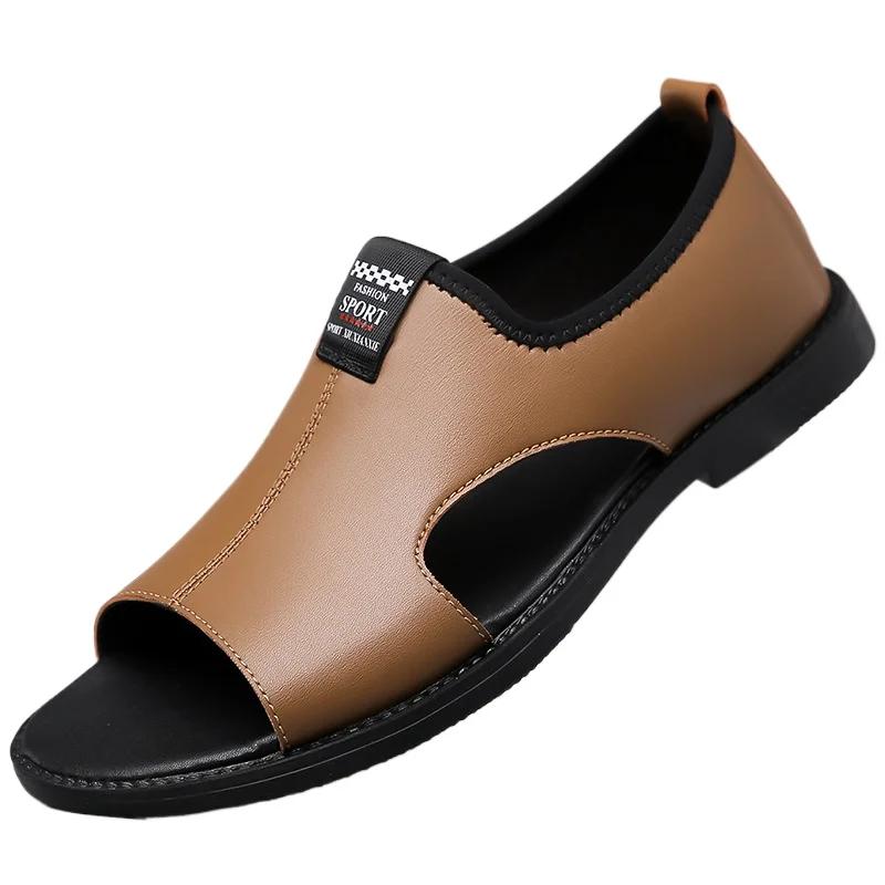 2024 New Brand Casual Shoes Outdoor Fashion Men's Slippers Comfortable Beach Shoes High Quality Leather Men Flat Sandals