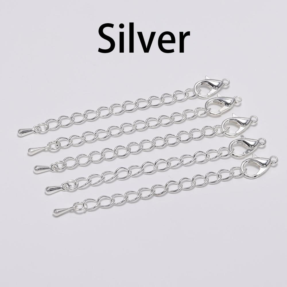 20pcs/lot 50 70mm Tone Extended Extension Tail Chain Lobster Clasps Connector For DIY Jewelry Making Findings Bracelet Wholesale