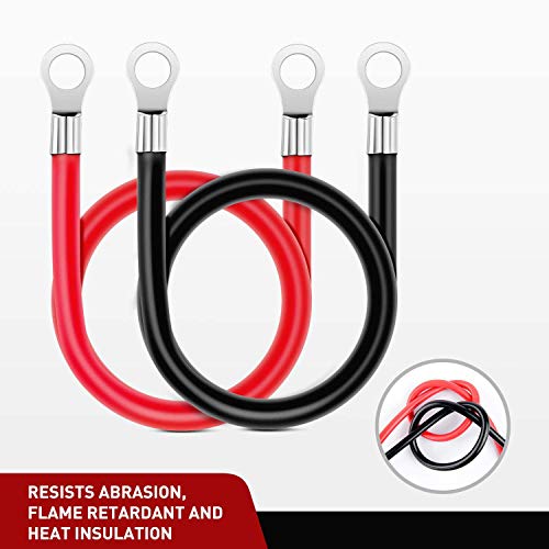 Kiligen 80cm Battery Inverter Cable 12V-24V 16mm² 5AWG (Max 100A) Battery Cable Red and Black Auto Battery Leads with Ring Terminals Copper Flexi