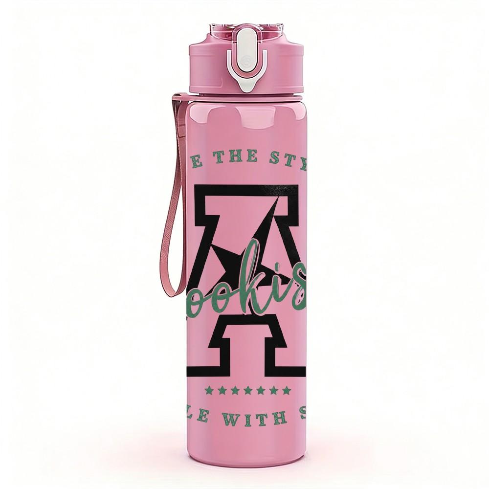 1PC Bold Letter A Monogram 750ml Color Plastic Sports Water Bottle Leakproof Flip Straw Lid Suitable for Sports Office Home Use