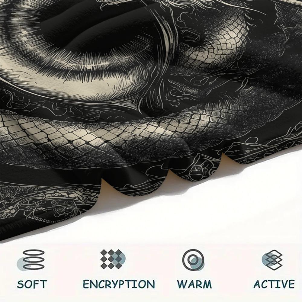 Dragon Symbols  Print Flannel Blanket, High quality Comfortable for All Seasons, Home Decor, Warmth and Comfort