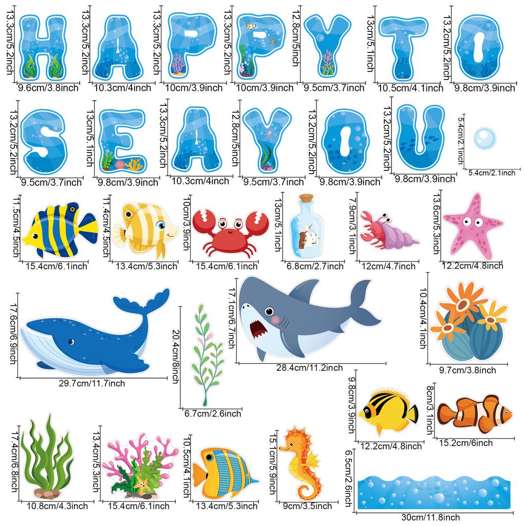 Marine animal bulletin board decoration card school classroom party paper cutting undersea world decoration card paper