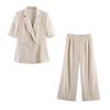 Cross-border Women's Clothing Wholesale 2026 Spring New Product Double-breasted Blazer + Straight Wide-leg Pants Set