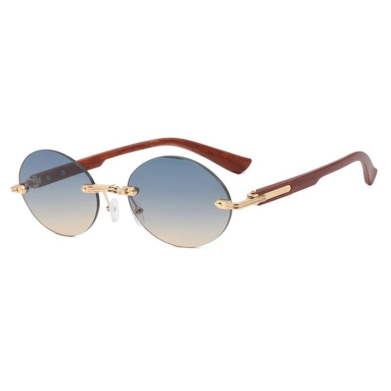 Retro Rimless Sunglasses Women Men Wooden Vintage Pattern Luxury Brand Sun Glasses Fashion Shades Female UV400 Travel Outdoor