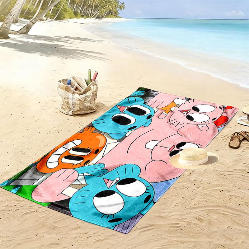 The Amazing World of Gumball Cartoon Art Print Beach Towel, Large Soft Quick Dry Towel for Beach Camping Swimming