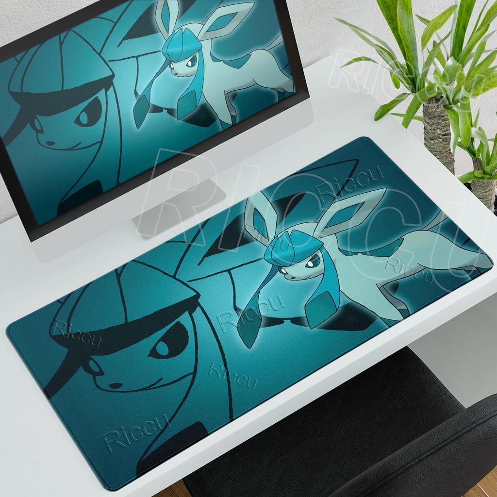 Anime Pokemon Mouse Pad Eevee Glaceon PC Cabinet Mousepad Gamer Keyboard Tablepad E-Sports Desk Accessories Gaming Extended Mat
