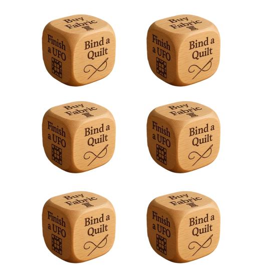 1/2/3/5/6/8Pcs Wooden Quilter Dice with 6 Engraved Quilting Tasks Solid Wood Quilting Embroidery Knitting Projects Baking Drinking Decision Dice Tools