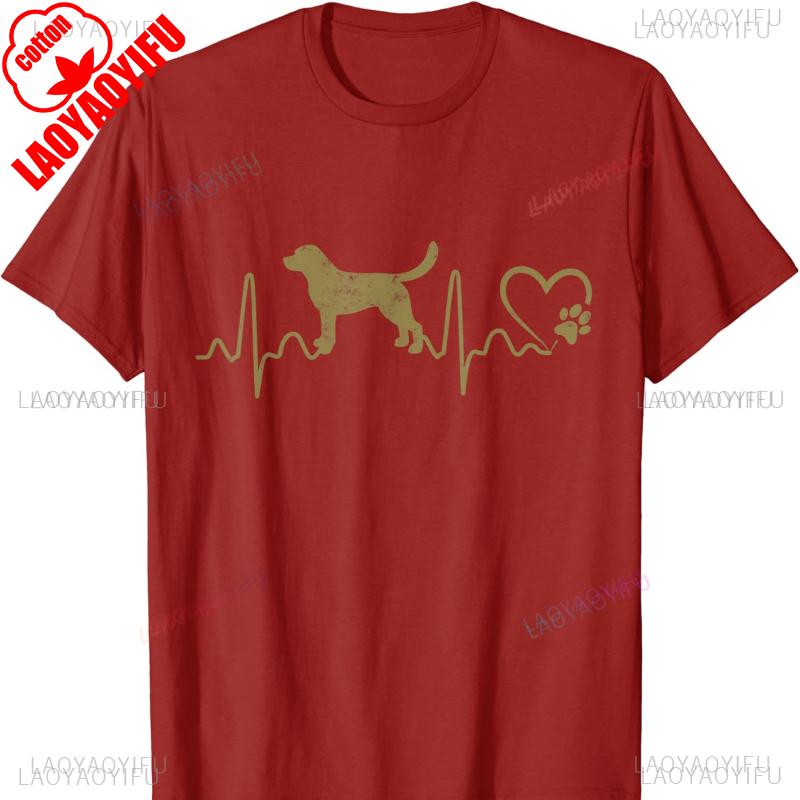 Heartbeat Labrador Retriever Dog Rescue Lifeline Cotton TShirt Harajuku Men Clothing Casual Fashion Soft Comfortable Tops S