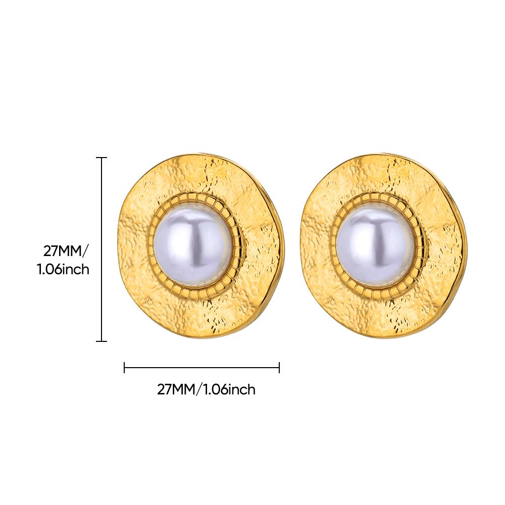 Elegant Imitation Pearl Stainless Steel Earring for Women Gold Color Large Stud Earring Anti Fading Wedding Party Charm Jewelry