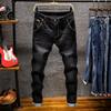 Jeans casual masculino de cintura média para primavera e verão