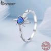 BAMOER 925 Sterling Silver Purple Heart-shaped Opal Astral Ring  for Women Original Design Jewelry
