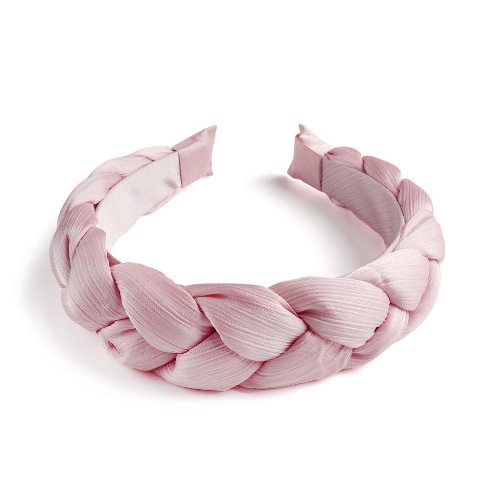 Simple Temperament Mesh Braid Headband Solid Color Knotted Weave Sweet Headband Girl Sponge Filled Hair Accessories