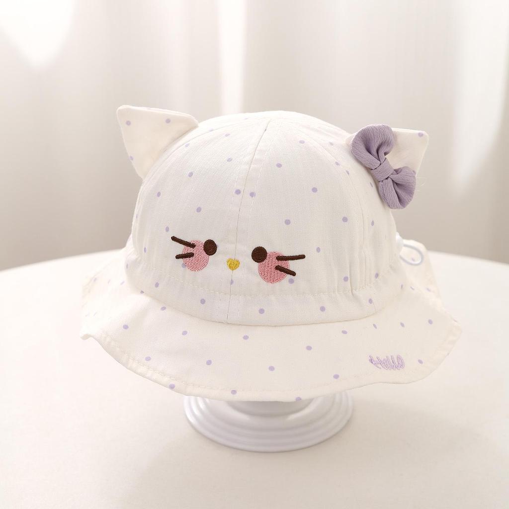 Polka Dot Cat Bow Baby Sun Hat - Adorable Spring/Summer Protection for Little Princess