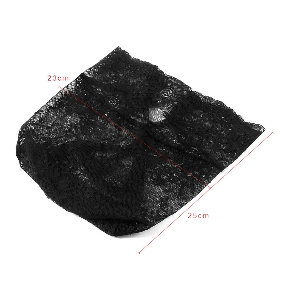 Women Sexy Black Lace Full Face Mask, Stretch Mesh Hood with Eye and Mouth Openings for Halloween Cosplay Party