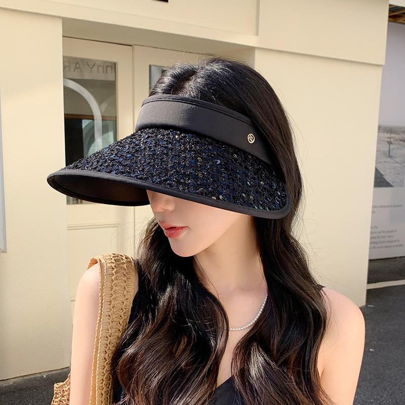 Sequined sunshade empty top hat Children's summer outdoor travel sunscreen empty top hat Small and versatile sun hat