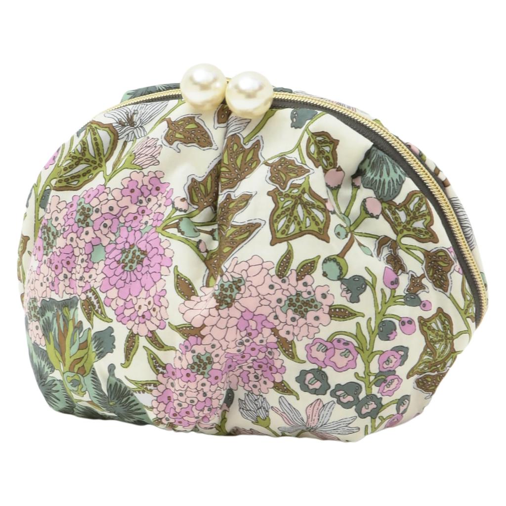 Intermode Made with Liberty Fabric Pouch, Liberty Print, Soft Gathered Pouch, 18703036, Women's, Edna, 18703036C, Olive [C], Approx. 17.5cm W x 13cm