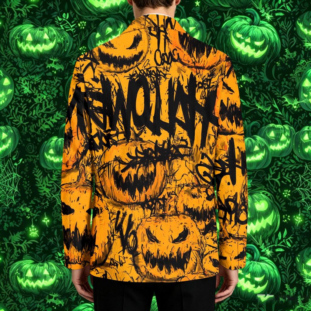 Męski sztruksowy styl biznesowo-casualowy z nadrukiem na Halloween