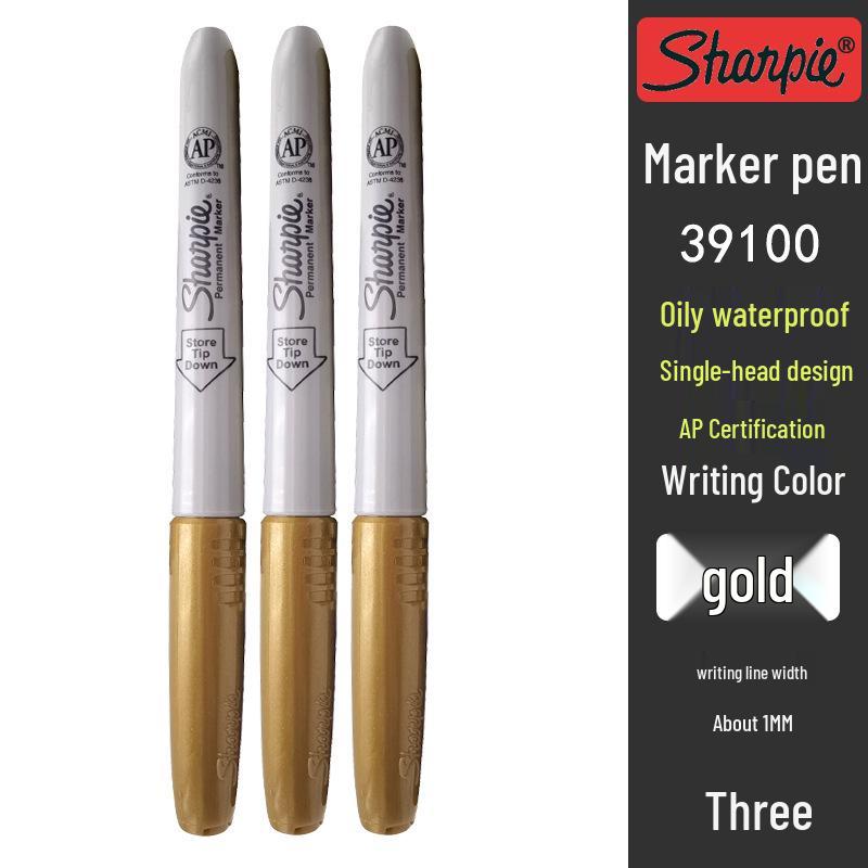 Sharpie Metallic Oil-Based Waterproof Marker Set: Gold, Silver, Black