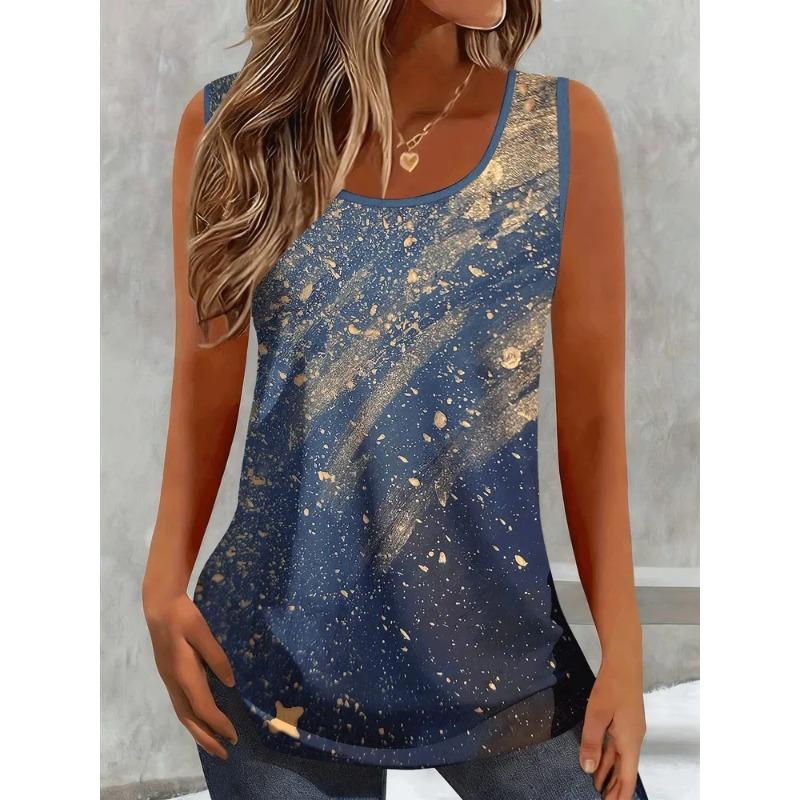 Sommer Damen 3D Gedrucktes Ärmelloses T-Shirt Mode Vielseitig Atmungsaktiv Trend Lässig