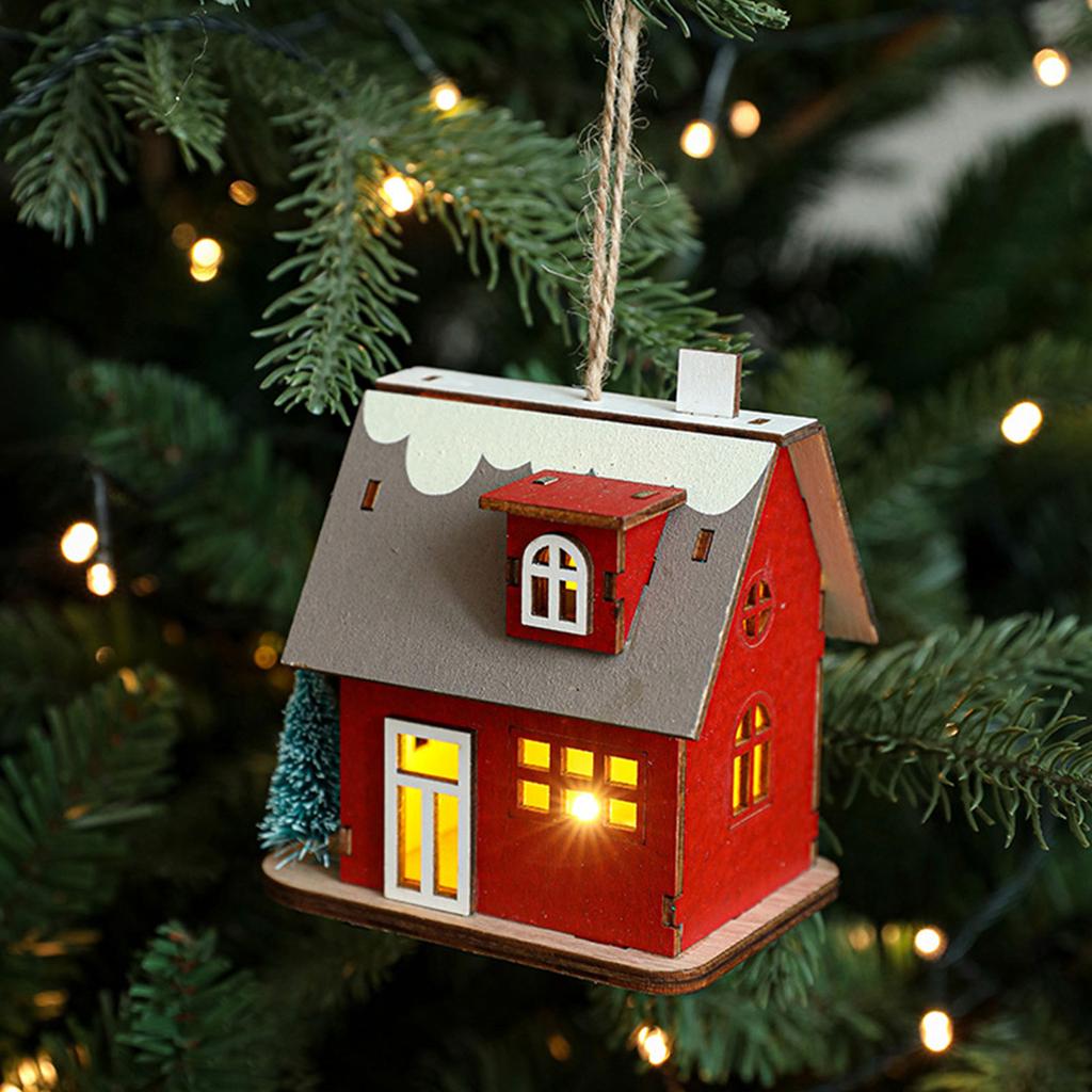 Christmas Wood Cabin with LED Lights Warmly Lit Christmas Timber Cottage Festive Seasonal Decoration for Family Home