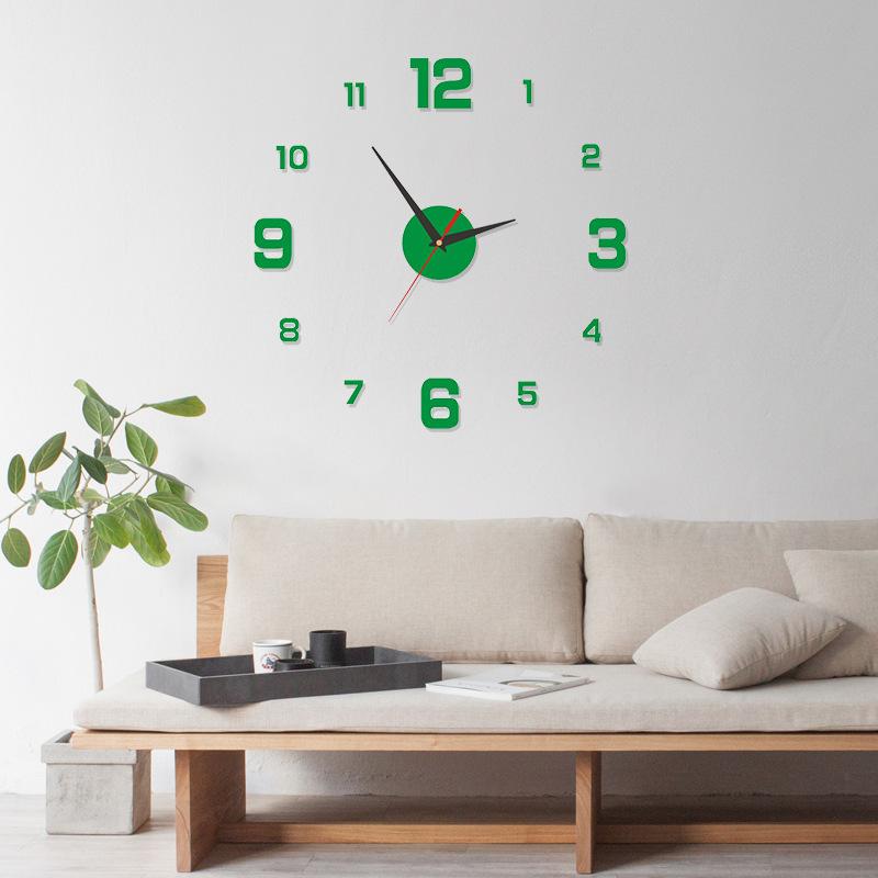 Creative Art DIY Wall Clock Decoration Wall Sticker Clock 3D Silent Acrylic Mirror Large Clock