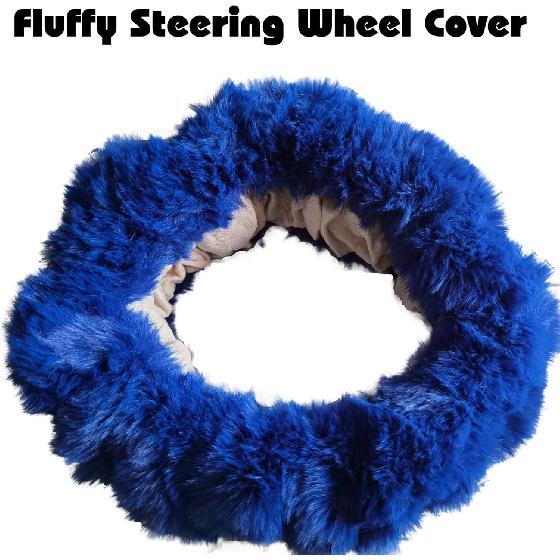 Fluffy Steering Wheel Cover For Women, YUNXNYC Fuzzy Winter Fashion Wool Fur Soft Furry Steering Wheel Covers Warm Plush Non-Slip Car Decoration