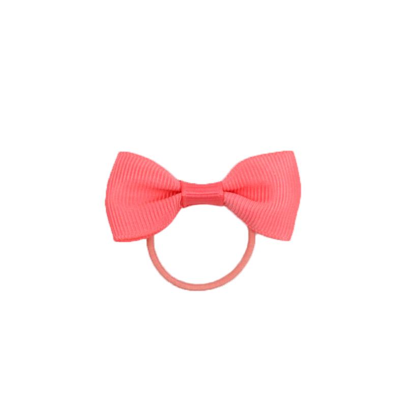 Children’s 2-inch Solid Color Ribbed Hair Tie with Bow – Girls' Flat Knot Elastic Hair Accessories