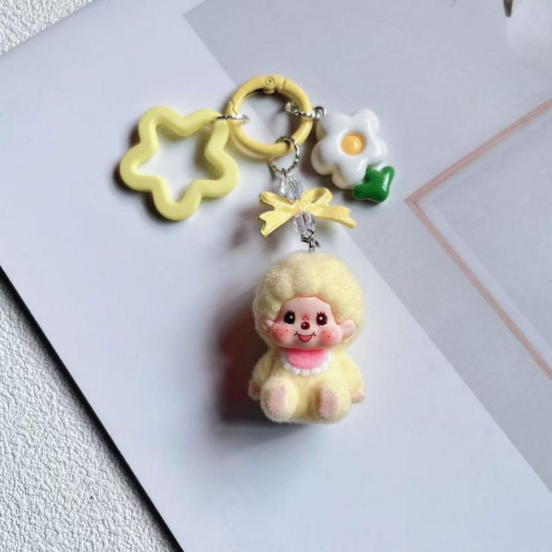 Cartoon Plush Monchhichi Keychain Pendant Cute Plush Monkey Pendant Phone Chain Decoration Monchhichi Mini Plush Bag Pendant