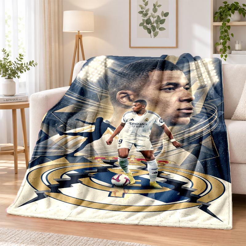Kylian Mbappe Printed Flannel Blanket Warm Comfort Bed Throw For Indoor Home Decoration