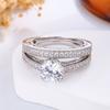 Central Round Cubic Zirconia Double Row Ring-wedding Proposal Bridal Ring
