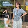 Vintage Silk Scarf Suspender Fake Two-piece Splicing T-shirt Summer New New Belly Cover and Thin Top 232806