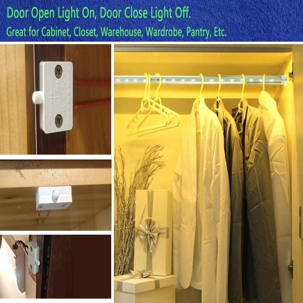 4pcs Silver Wardrobe Light Switc PA Press Switch Portable Cabinet Door Control Switch  Electrician