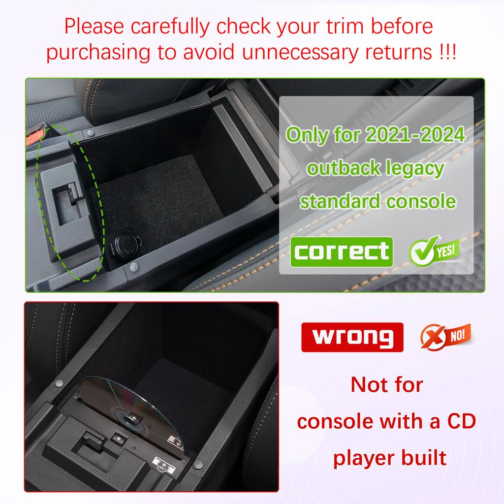 For 2025 2025-2020 Subaru Outback & Legacy Armrest Box Storage Center Console Organizer Tray Interior Secondary Storage Car Box