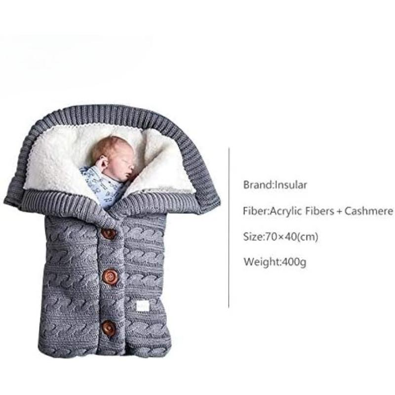 Ciepły śpiworek dla niemowlaka, odpowiedni dla noworodka, dziergany wełniany otulaczek