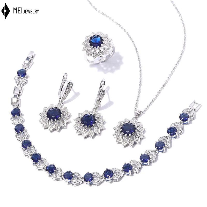 Culori Multiple Rotund Cupru Incrustat Zirconiu Cubic Placat Platină Colier Cercei Inele Brățări Set Bijuterii