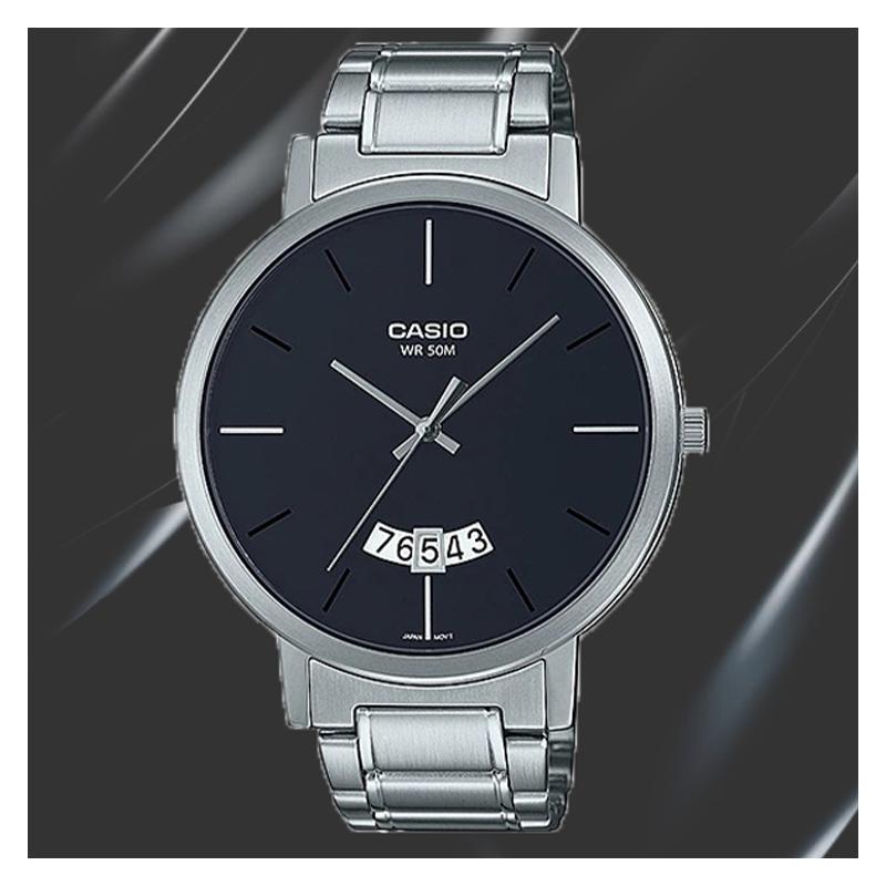 Casio STANDARD Series Pointer Display Casual Calendar Watch Quartz Movement Stainless Steel Strap Japanese and Korean Watch Men's Watch MTP-B100D-1EV