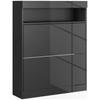 16 Shoe Pair Storage Cabinet With Flip Doors High Gloss Black
