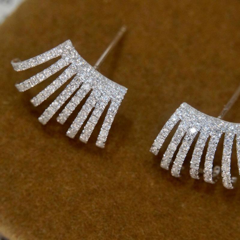 South Korea Dongdaemun Zircon Stud Earrings, Niche Full Diamond Multi-Layer Metal Earrings, Temperament Personalized Claw Earrings