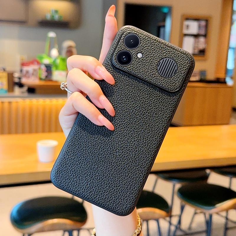 Premium Litchi Grain Leather Case for Redmi K90 Max K90 Pro Max Shockproof Soft Silicone Full Body Protection Luxury Cover Redmi K90 чёрный