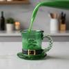 Mug Top Hat Shape Green Coffee Cup with Embossed Clover St Patrick Day Party Holiday Decoration Cold Heat-Resistant Drinkware