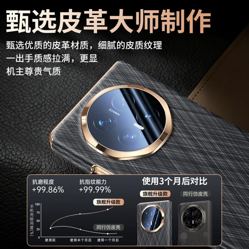Magnetic Flip Case Honor Magic V6 Full Coverage Lens Protection PU Leather Business Style With Gold Thread Detail