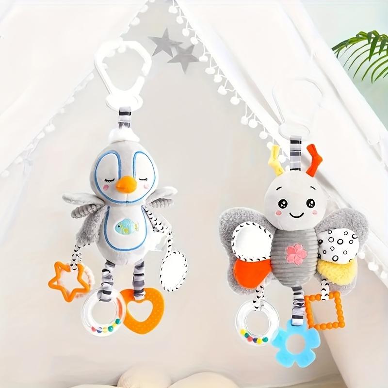 New Fun Kids Toys Rabbit Butterfly Parrot Penguin Car Hanging Toy Rattle Educational Holiday Celebration Gift for Thanksgiving, Christmas,Birthday