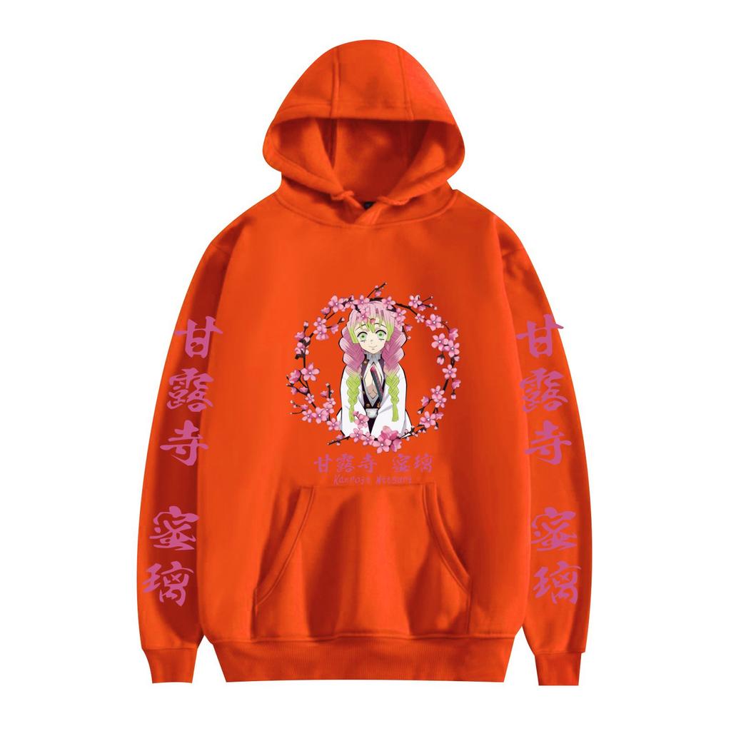 Japan Cartoon Comics Demon Slayer Print Hoodie Basic Casual Wear Unisex Couple Outfit 0042